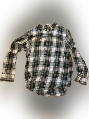 Chaps Black, White & Green Plaid Button-Down Shirt